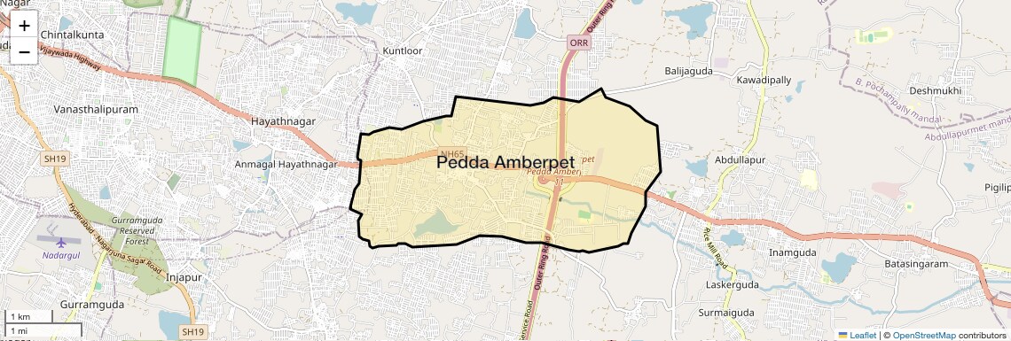 Location Map of Pedda Amberpet, Hyderabad