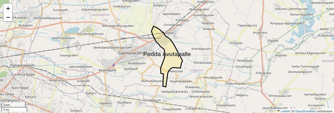 Location Map of Pedda Avutapalle, Vijayawada