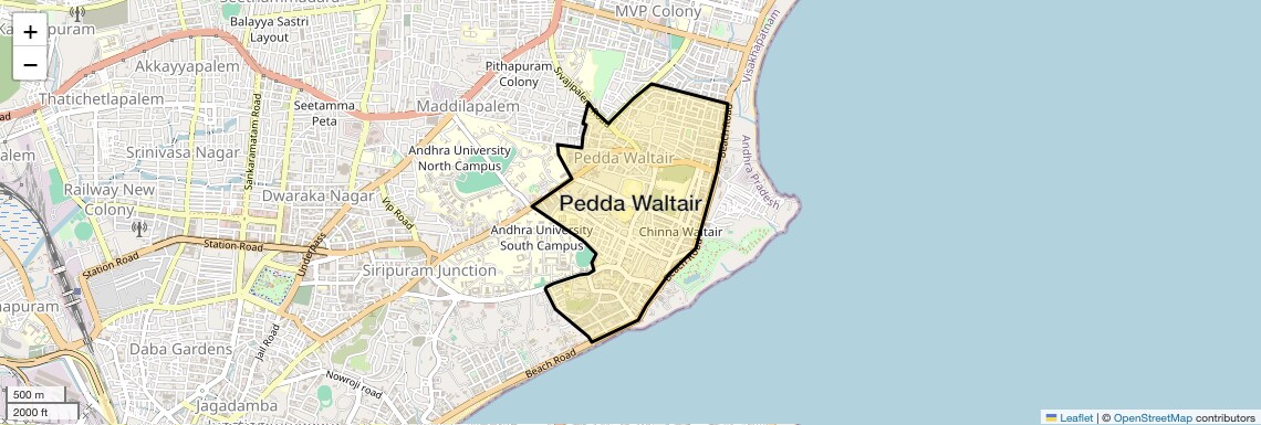 Location Map of Pedda Waltair, Vizag