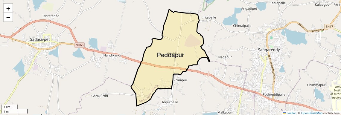 Location Map of Peddapur, Sadashivpet