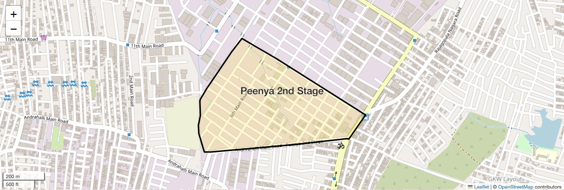 Location Map of Peenya 2nd Stage, Bangalore