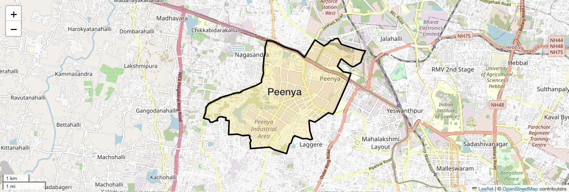 Location Map of Peenya, Bangalore