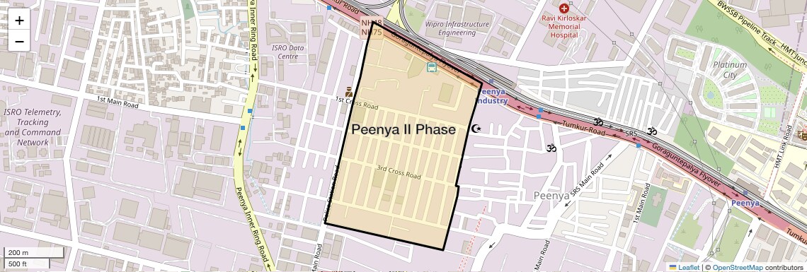 Location Map of Peenya II Phase, Bangalore