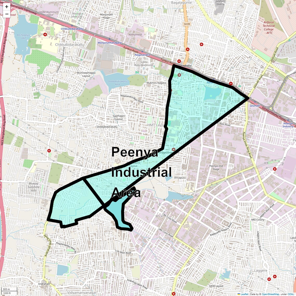 Location Map of Peenya Industrial Area, Bangalore