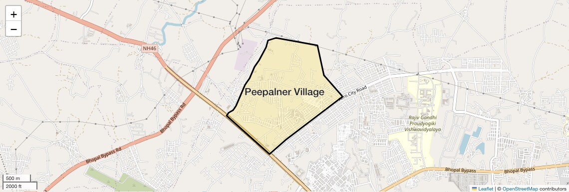 Location Map of Peepalner Village, Bhopal