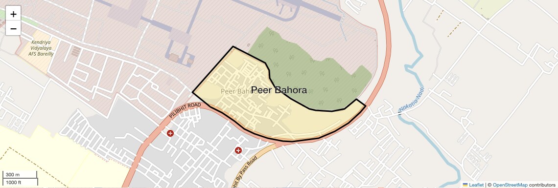Location Map of Peer Bahora, Bareilly