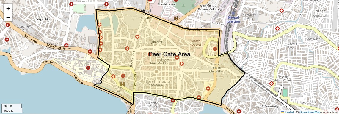 Location Map of Peer Gate Area, Bhopal