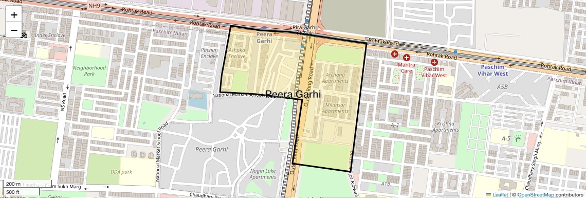 Location Map of Peera Garhi, Delhi