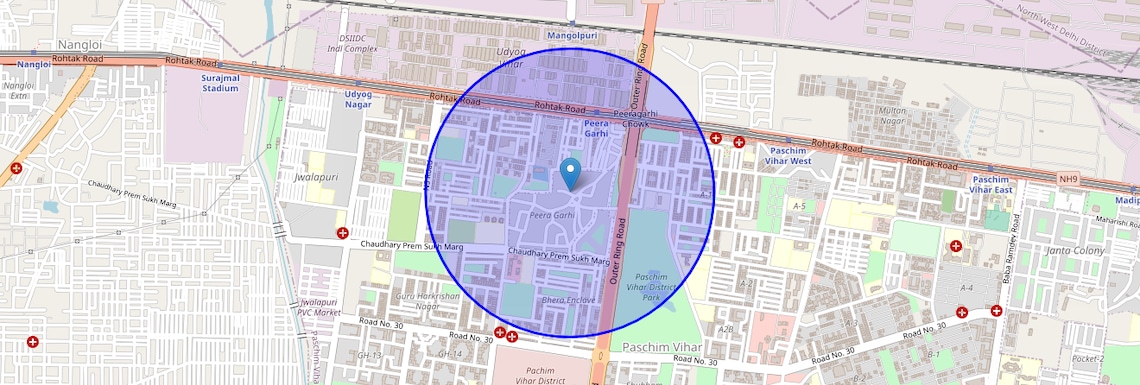 Location Map of Peera Garhi, Delhi