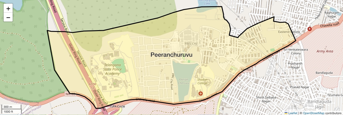 Location Map of Peeranchuruvu, Hyderabad
