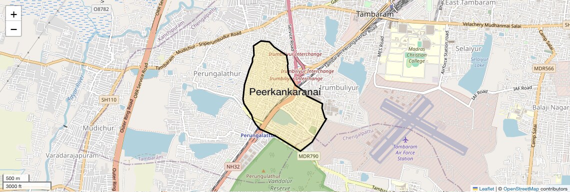 Location Map of Peerkankaranai, Chennai