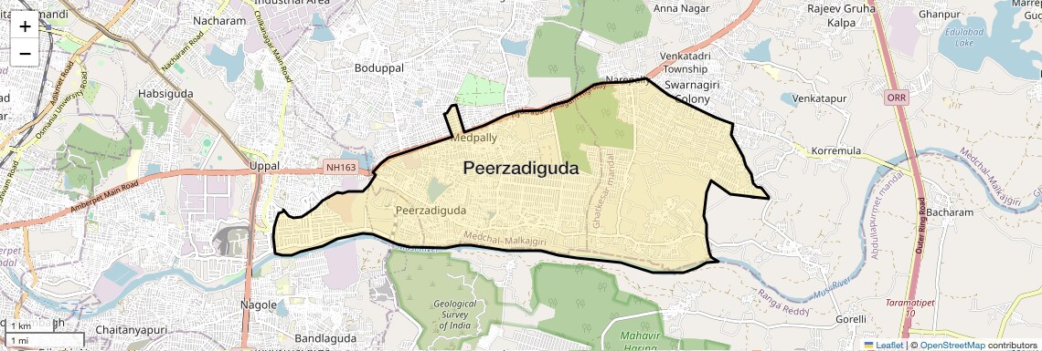 Location Map of Peerzadiguda, Hyderabad