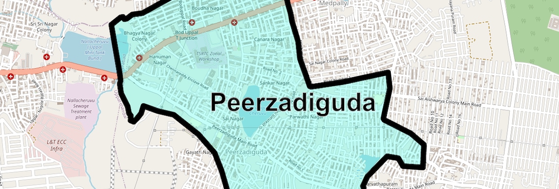 Location Map of Peerzadiguda, Hyderabad