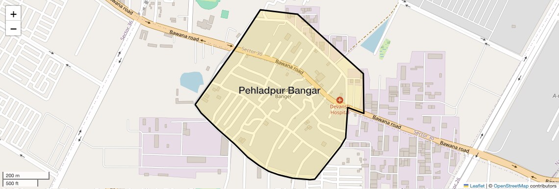 Location Map of Pehladpur Bangar, Delhi