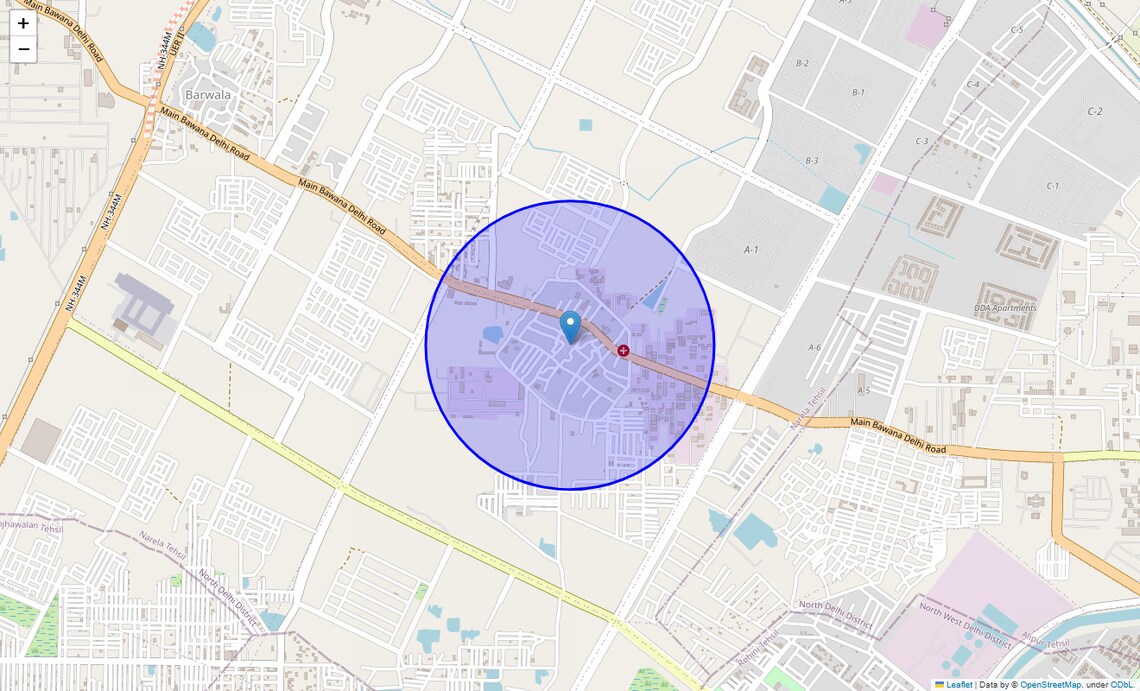 Location Map of Pehladpur Bangar, Delhi