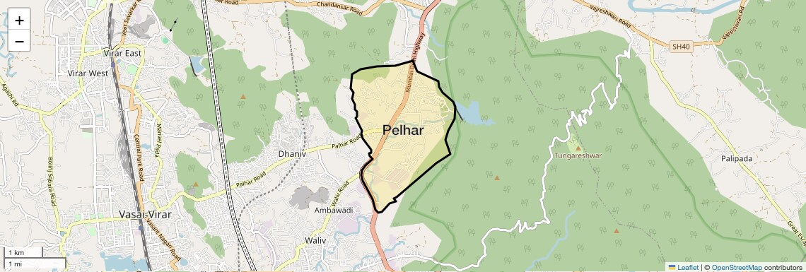 Location Map of Pelhar, Palghar