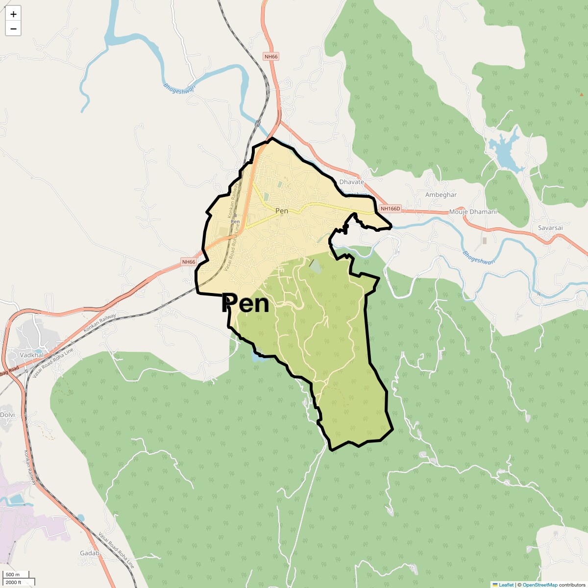 Location Map of Pen, Navi Mumbai