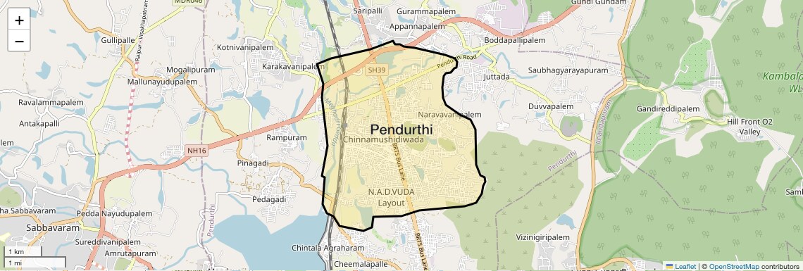 Location Map of Pendurthi, Vizag