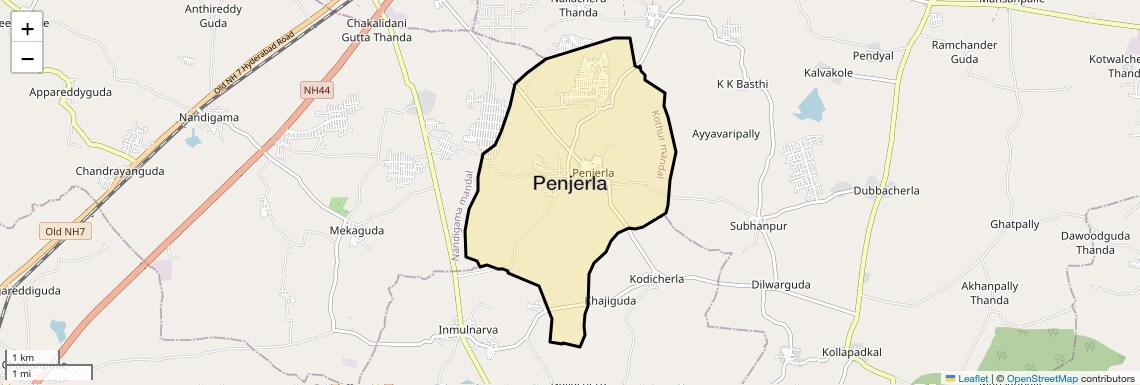 Location Map of Penjerla, Hyderabad
