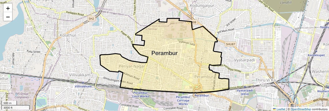 Location Map of Perambur, Chennai