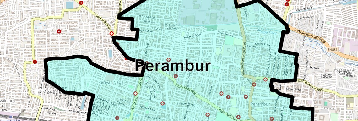 Location Map of Perambur, Chennai