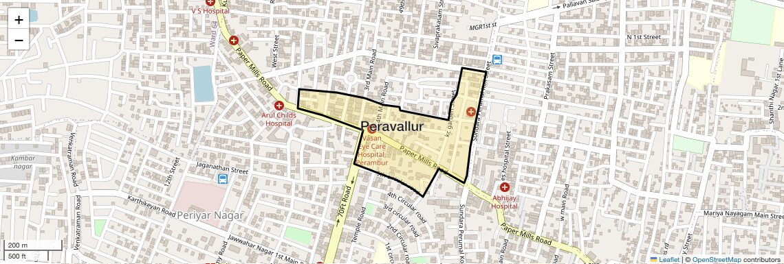Location Map of Peravallur, Chennai
