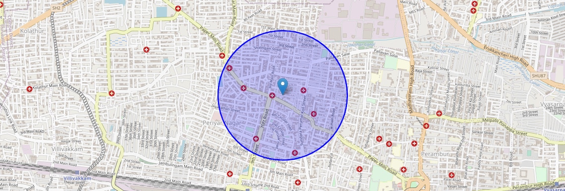 Location Map of Peravallur, Chennai