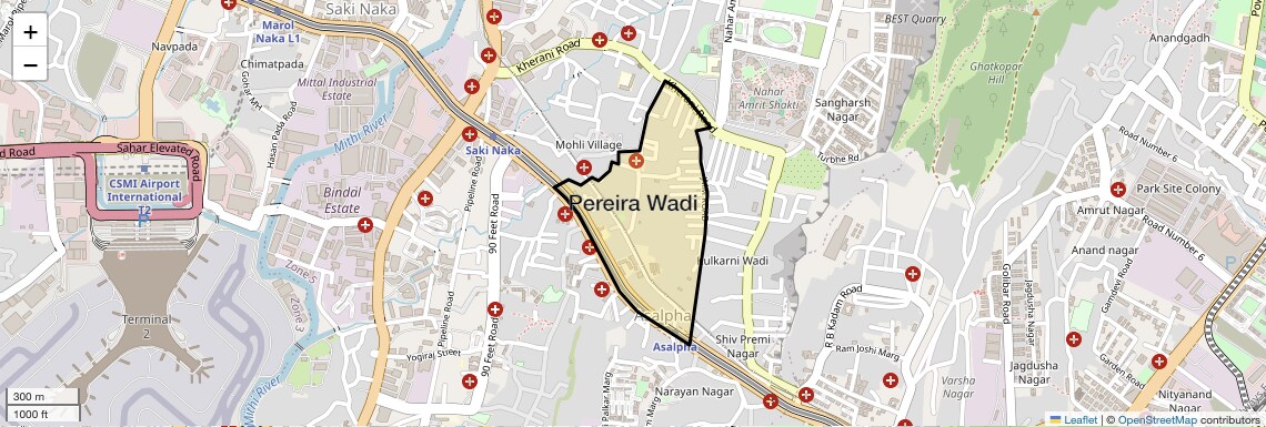 Location Map of Pereira Wadi, Mumbai