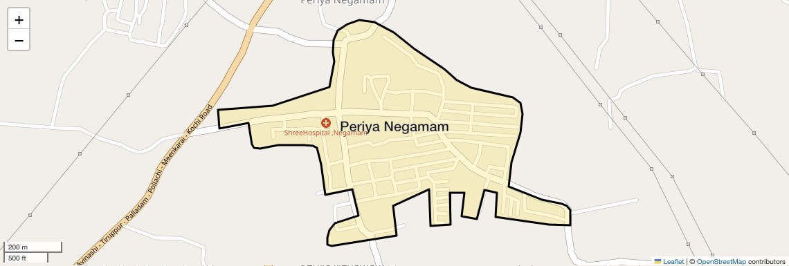 Location Map of Periya Negamam, Coimbatore