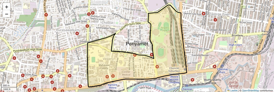 Location Map of Periyamet, Chennai