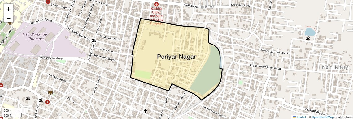Location Map of Periyar nagar, Chennai