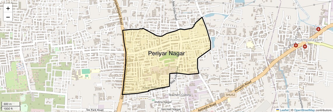 Location Map of Periyar Nagar, Coimbatore