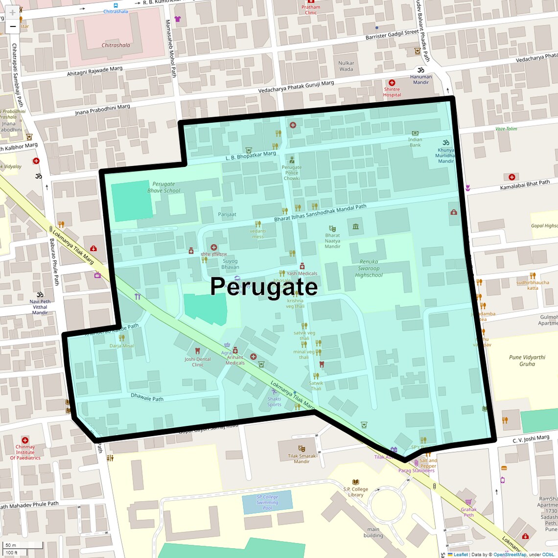 Location Map of Perugate, Pune