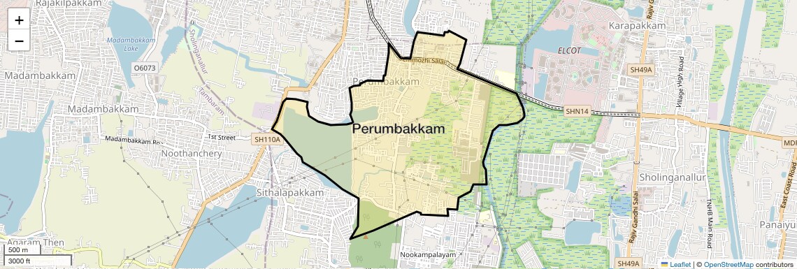 Location Map of Perumbakkam, Chennai