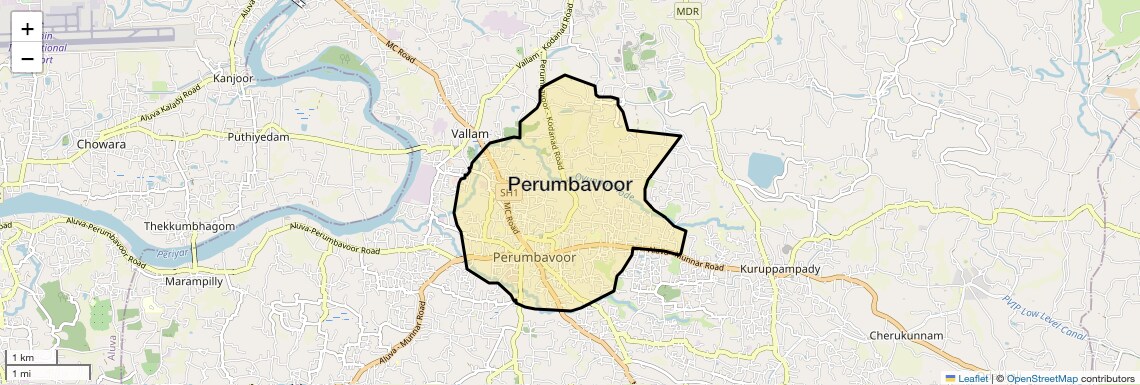 Location Map of Perumbavoor, Kochi
