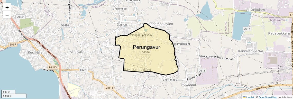Location Map of Perungavur, Chennai