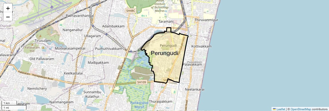 Location Map of Perungudi, Chennai