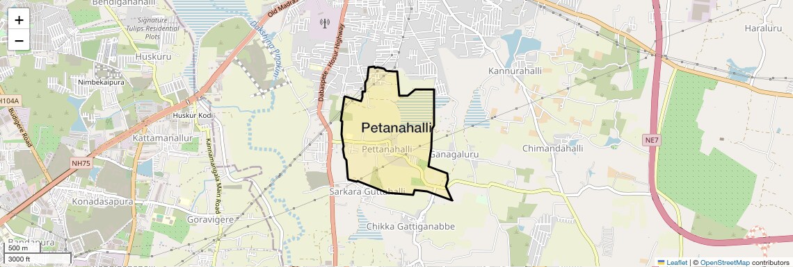 Location Map of Petanahalli, Bangalore
