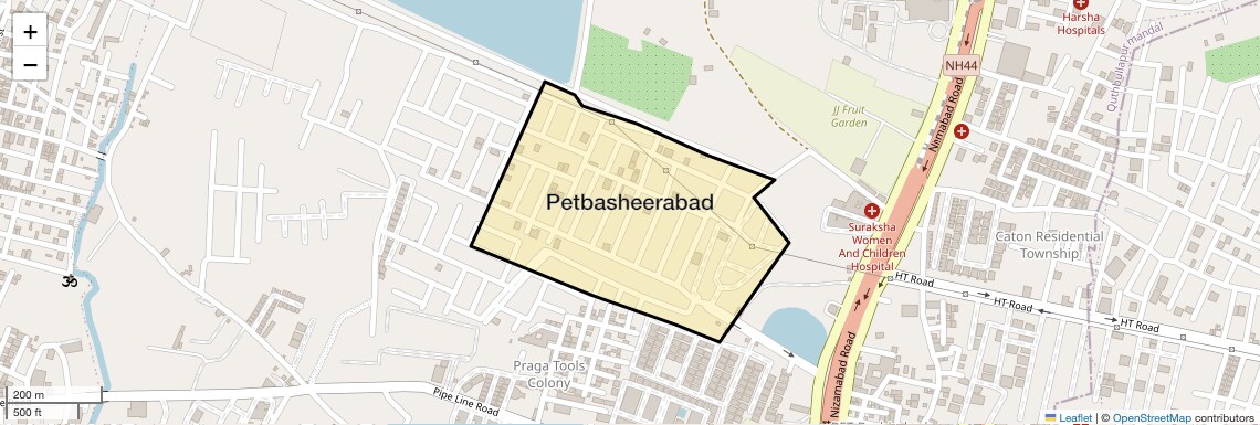 Location Map of Petbasheerabad, Hyderabad