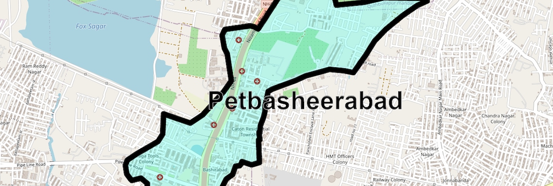 Location Map of Petbasheerabad, Hyderabad