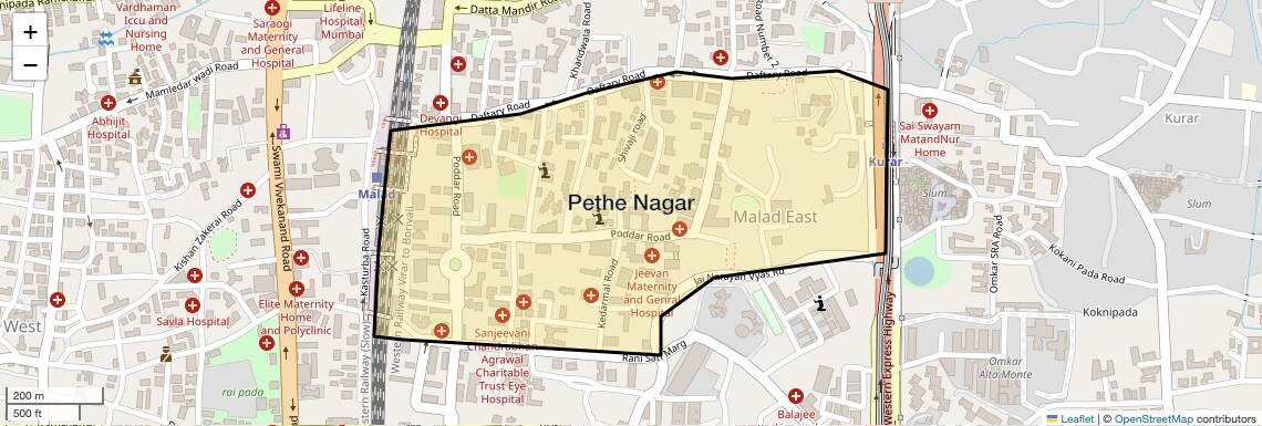 Location Map of Pethe Nagar, Mumbai