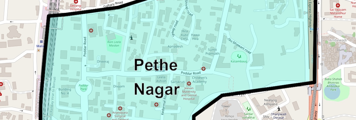 Location Map of Pethe Nagar, Mumbai