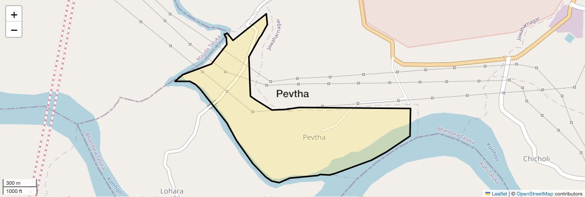 Location Map of Pevtha, Nagpur