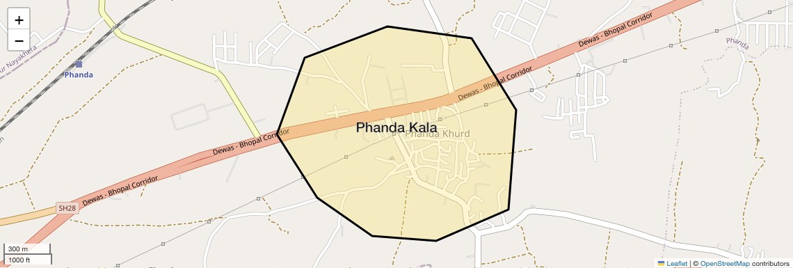Location Map of Phanda Kala, Bhopal