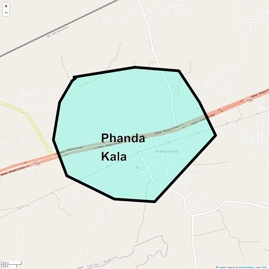 Location Map of Phanda Kala, Bhopal