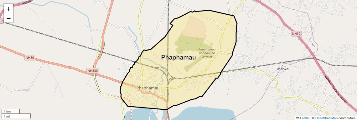 Location Map of Phaphamau, Allahabad