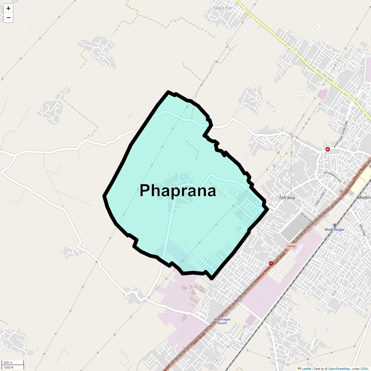 Location Map of Phaprana, Ghaziabad