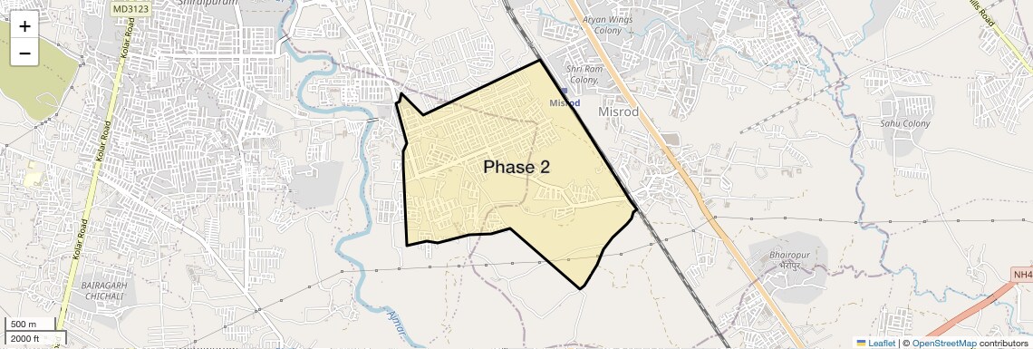 Location Map of Phase 2, Bhopal