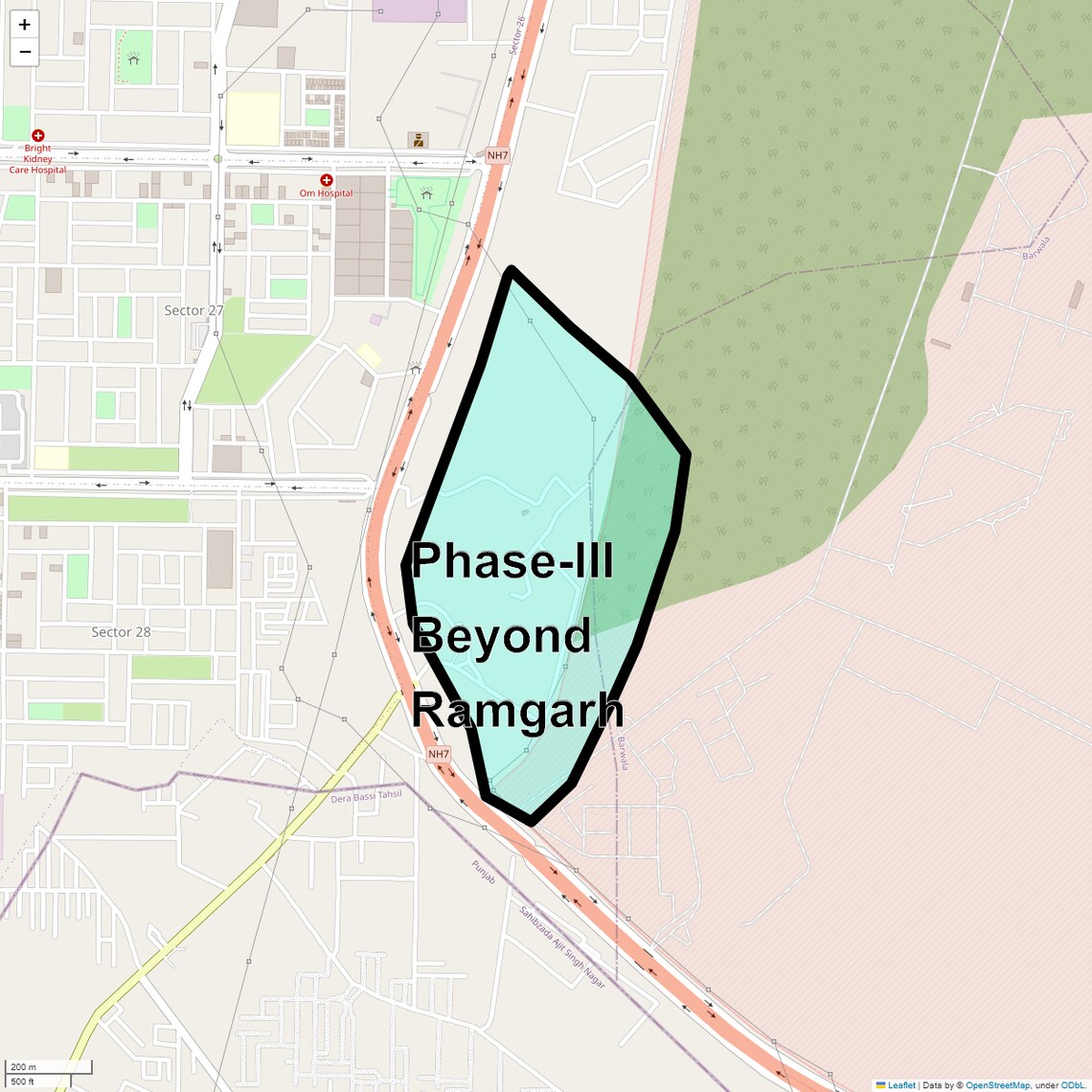 Location Map of PhasE-Iii Beyond Ramgarh, Chandigarh