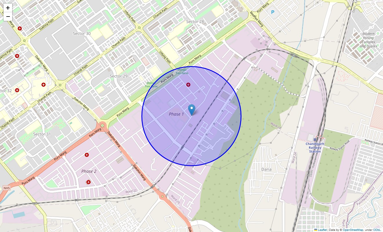 Location Map of Phase IV, Chandigarh
